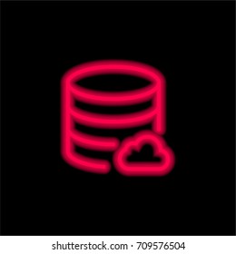 Database red glowing neon ui ux icon. Glowing sign logo vector