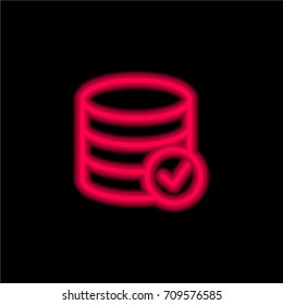Database red glowing neon ui ux icon. Glowing sign logo vector