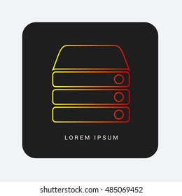 Database Red & Orange gradient attractive line thin icon / logo design