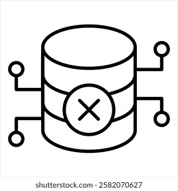 Database Remove Outline Icon Vector Illustration