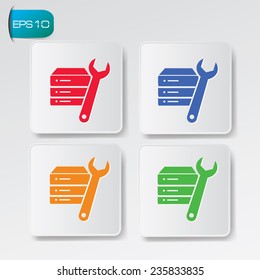 Database repair icons on buttons,clean vector