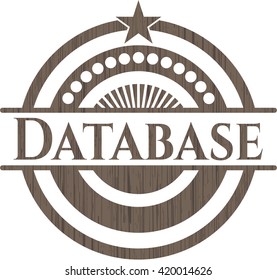 Emblema de madera de estilo retro de base de datos