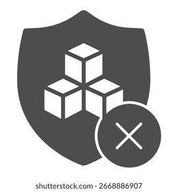 Datenbank-Sicherheits-Emblem mit deny cross solid Icon, Data Hoarding Konzept. Vektorgrafiken. Sicherer Datenzugriff Verbotenes Schild auf weißem Hintergrund, Symbol im Stil eines Handys oder Webdesigns