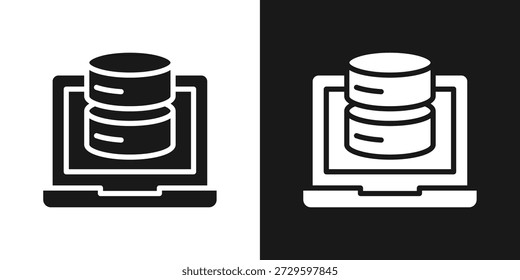 Datenbank-Bildschirmsymbol im schwarz-weißen Glyphenformat