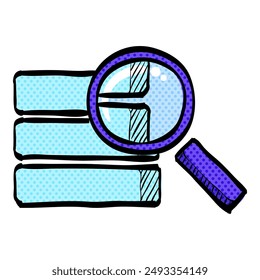 Database search halftone icon hand drawn color vector illustration