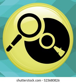 Database search icon in flat color style. Hard disk file server data center find