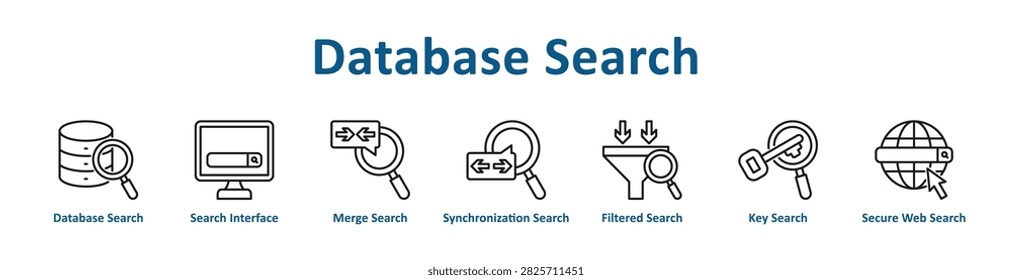 Database Search web icon banner with line art style