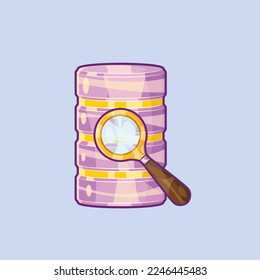 Vector de ilustraciones de búsqueda de bases de datos en estilo de caricatura