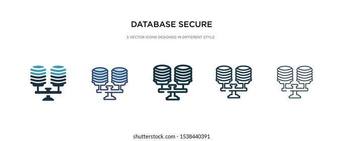 database secure connection icon in different style vector illustration. two colored and black database secure connection vector icons designed in filled, outline, line and stroke style can be used
