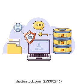 Database Security, Cyber Security, Information Privacy Concept. Isolated on White Background