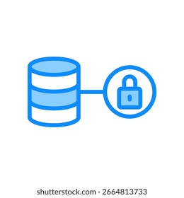 Database Security Icon Blue Color Vector Illustration