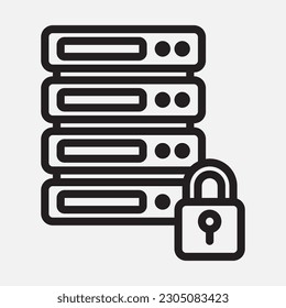 Database security icon in line style, use for website mobile app presentation