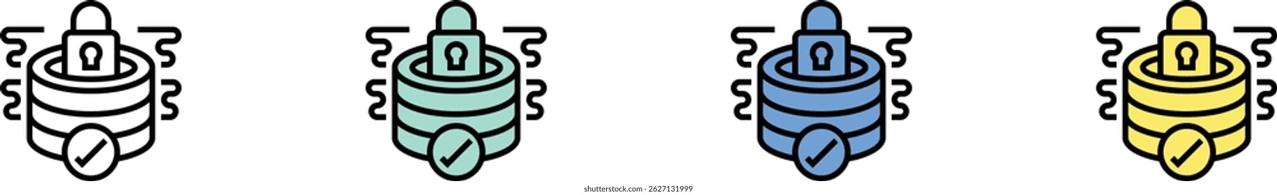 database security icon. Outline, Green, Blue and Yellow Style Design Isolated On White Background