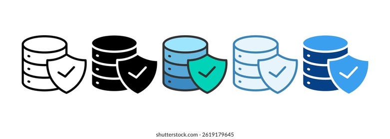 Database Security Icon Set Multiple Style Collection