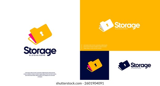 database security logo, locked, digital storage, graphic design illustration.