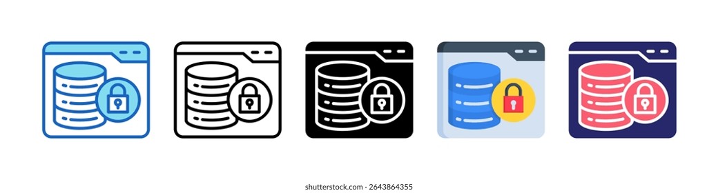 Database Security Multiple Style Icon Set Collection.