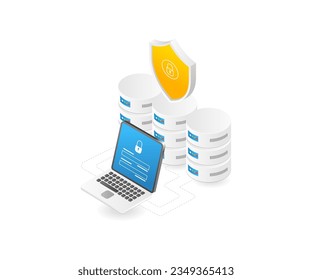 Database security passwords isometric illustration