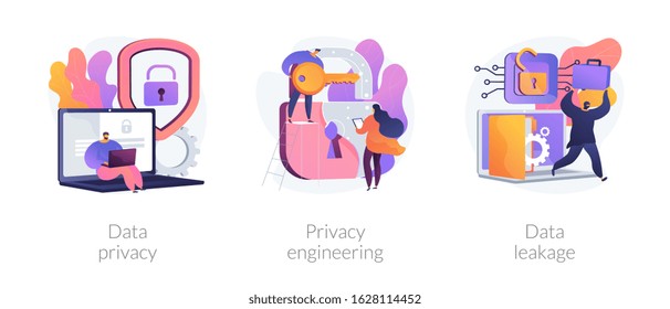 Database Security Software Development. ID Theft, Hacking Crime, Computer Malware. Data Protection, Information Privacy, Data Stealing Metaphors. Vector Isolated Concept Metaphor Illustrations