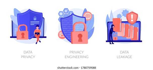 Database Security Software Development. ID Theft, Hacking Crime, Computer Malware. Data Protection, Information Privacy, Data Stealing Metaphors. Vector Isolated Concept Metaphor Illustrations