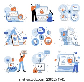 Database security vector illustration. Data storage systems provide reliable and secure storage for databases Servers are integral components secure database infrastructure Safety measures