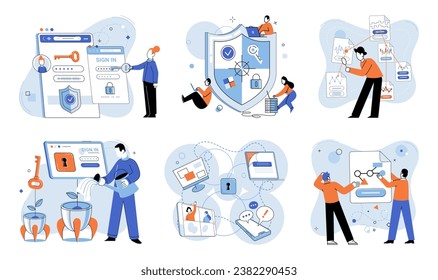 Database security vector illustration. The database security metaphor highlights importance secure data protection measures Software solutions are employed to enhance database security Data storage