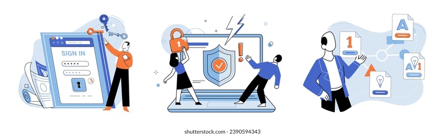 Database security vector illustration. Personal data should be protected within secure database systems The security databases is vital for maintaining data confidentiality Archive systems play