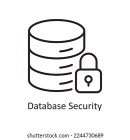 Database Security Vector Outline Icon Design illustration. Business And Data Management Symbol on White background EPS 10 File