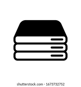 Database server, backup data, computer network, cloud hardware. Black icon on white background