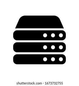 Database server, backup data, computer network, cloud hardware. Black icon on white background
