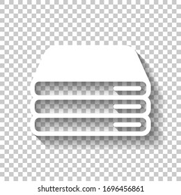 Database server, backup data, computer network, cloud hardware. White icon with shadow on transparent background