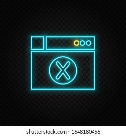 Database, server, browser. Blue neon vector icon. Transparent background