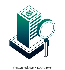 database server center magnifying glass network