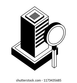 database server center magnifying glass network