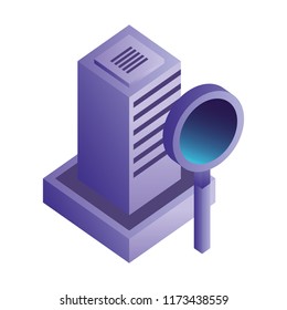 database server center magnifying glass network