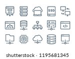 Database, Server and Cloud service line icons. Network and Technology vector linear icon set.