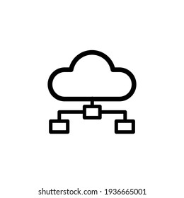 Database, Server and Cloud service line icon, Network and Technology vector linear icon, Hosting server icon for web and mobile