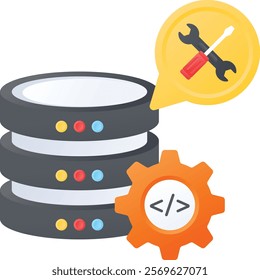 Database server configuration parameters concept, customizing db environment vector color design, Web hosting service Symbol, Computing machines Sign Internet Application Management stock illustration