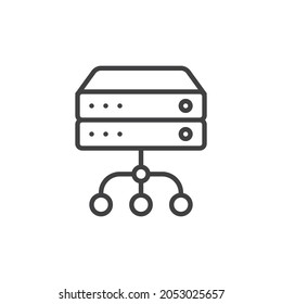 Database server connection line icon. linear style sign for mobile concept and web design. Data server outline vector icon. Symbol, logo illustration. Vector graphics