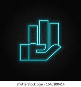 Database, server, data. Blue neon vector icon. Transparent background