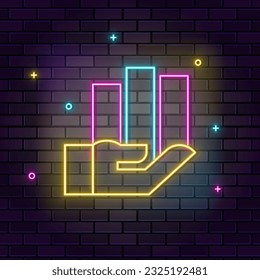 Database, server, data, neon on brick dark wall