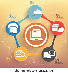 Database server design on blur background,info graphic design,clean vector