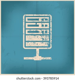 Database server design on old background,vector