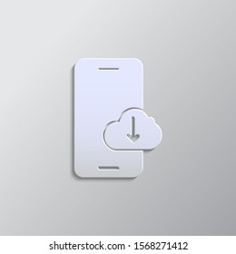 Database, server, download paper style, icon. Paper style vector icon