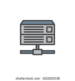 Database server filled outline icon, line vector sign, linear colorful pictogram isolated on white. Computer rack server symbol, logo illustration. Pixel perfect vector graphics