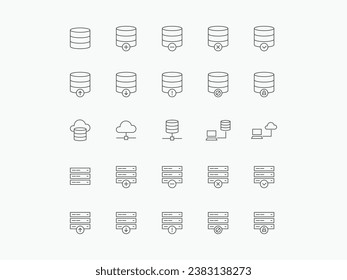Database and server icon set thin line style for your design