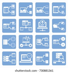Database server icon set, vector