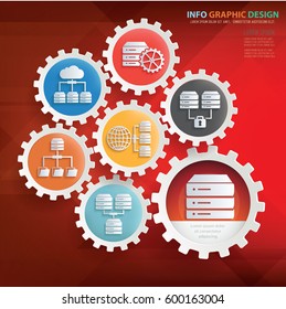 Database and server info graphic design,clean vector