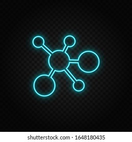 Database, server, link. Blue neon vector icon. Transparent background