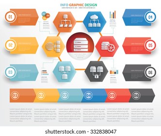 Database server and network info graphic design on white background,vector