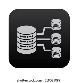 Database server and network on black button blackboard,vector